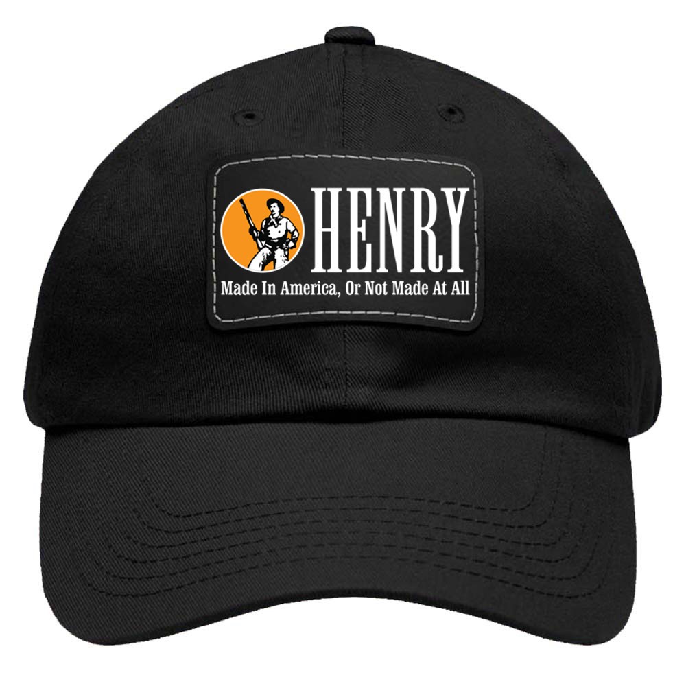 Henry Repeating Arms Black Dad Hat with Leather Patch - Adjustable Size