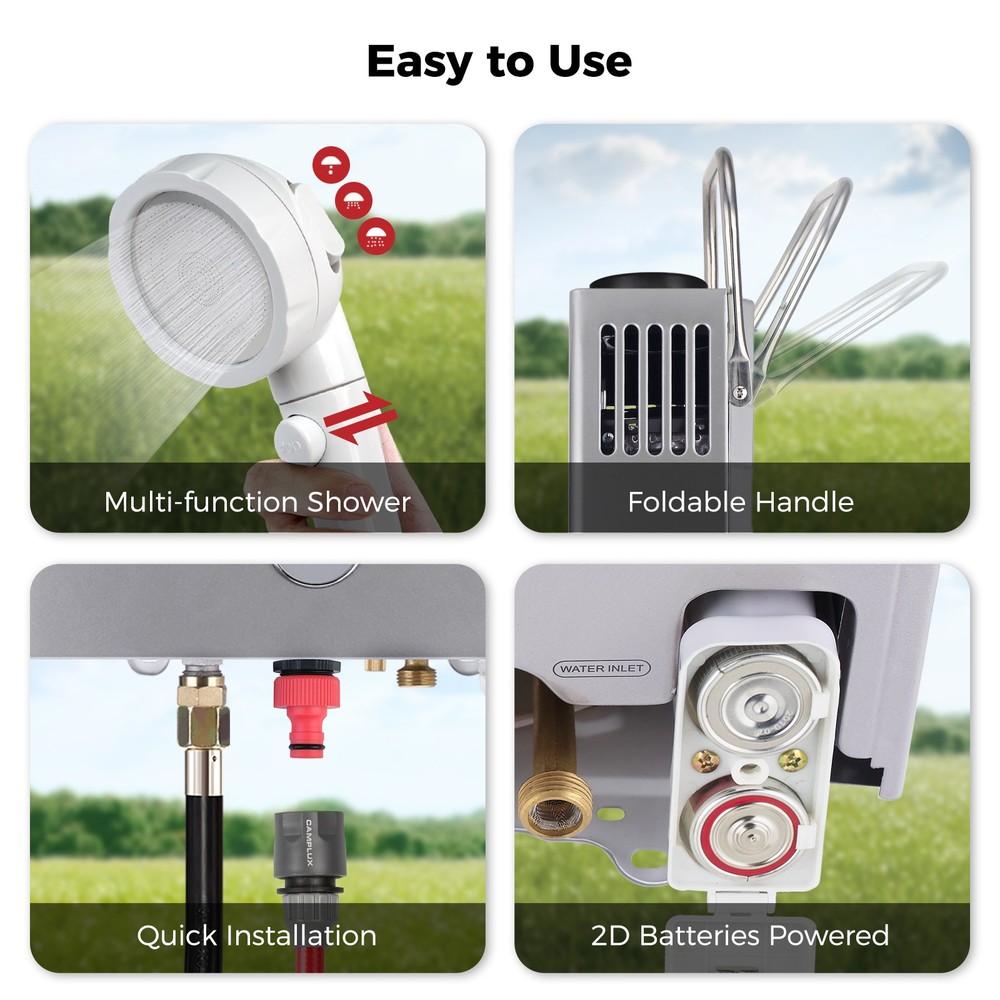 6L Portable Camplux Gas Water Heater On Demand Outdoor Shower for Off-Grid, RV