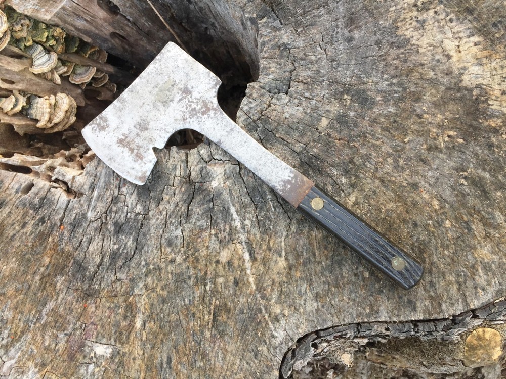 Vintage Camping Camp Axe 9.75" x 4" Black Bakelite Handle Hatchet