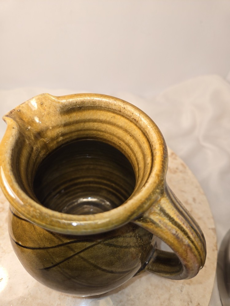 Beautiful Handmade Signed Drip Glazed Art Pottery Pitcher