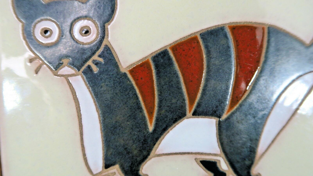 ARIUS Primitive Cat Tile Vintage 1990, Santa Fe Art