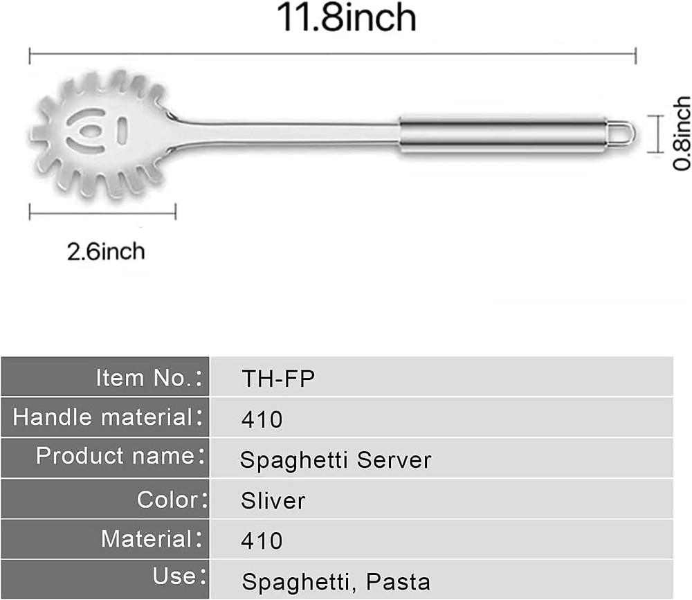 Pasta Fork, Spoon, Spaghetti Sever, Durable Stainless Steel Silver