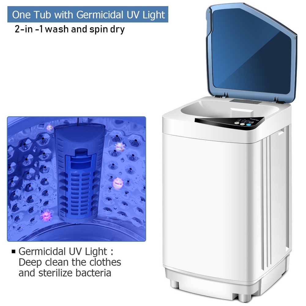 Costway Full-Automatic Washing Machine 7.7 lbs Washer/Spinner Germicidal Blue