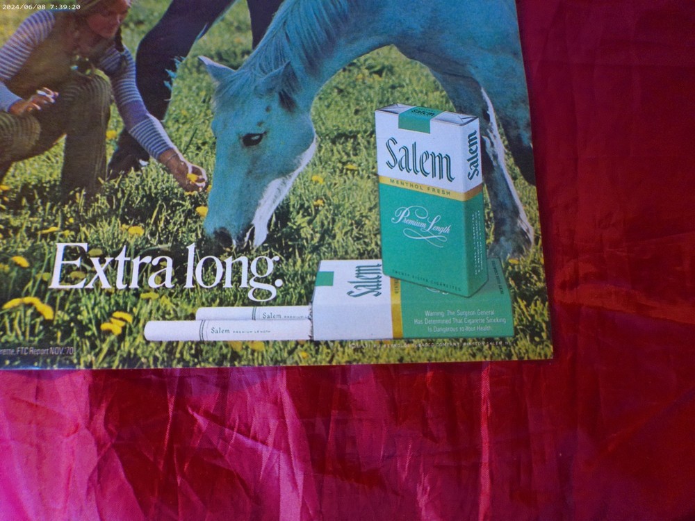 1971 Salem Cigarettes Print Ad 10" x 13"