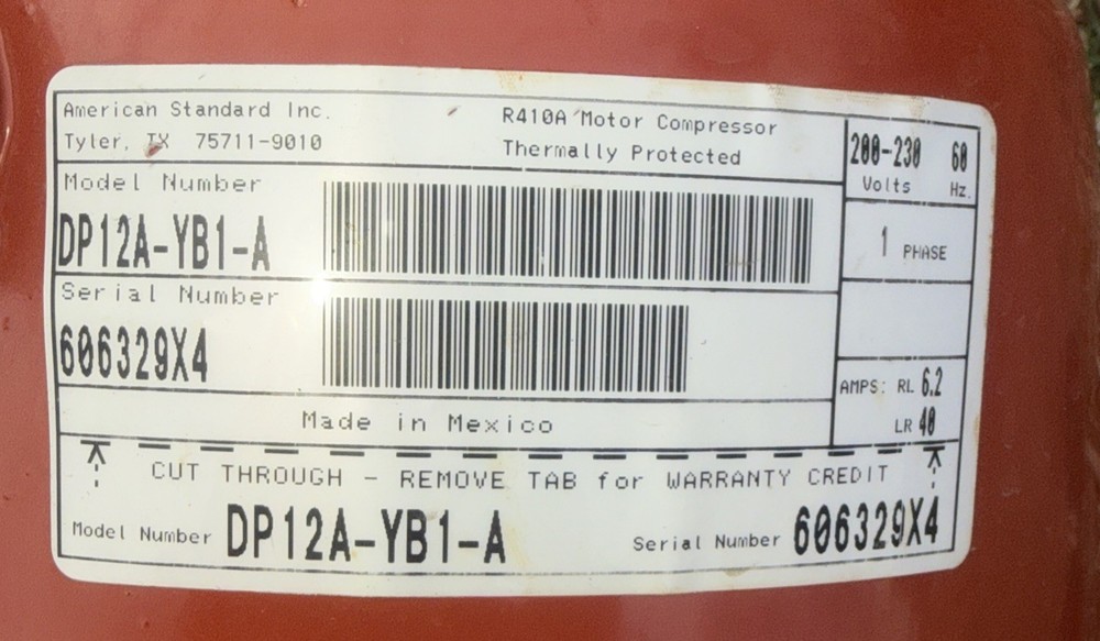 Trane DP12A-YB1-A Compressor COM07335 USED **TESTED**