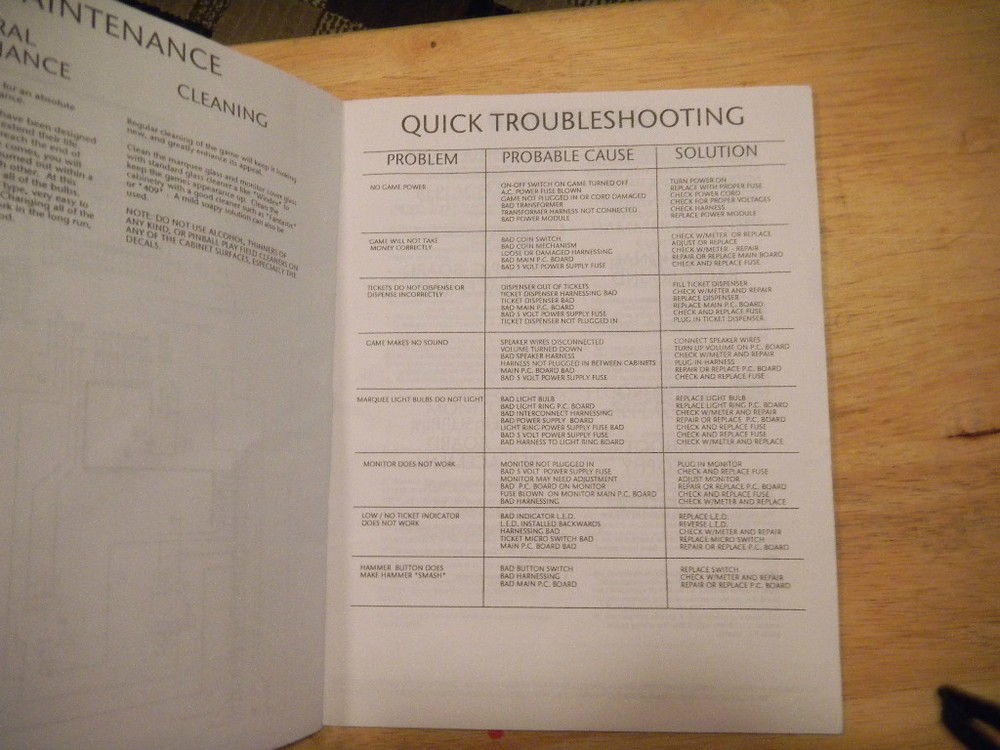 MOUSE ATTACK original arcade video game manual