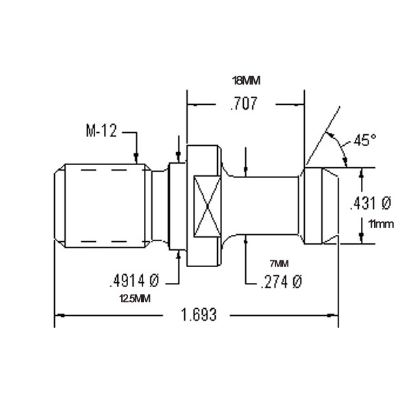 1PC NON COOLANT BT30 M12X1.75 PULL STUD RETENTION KNOBS 45 CNC MACHINE TOOL
