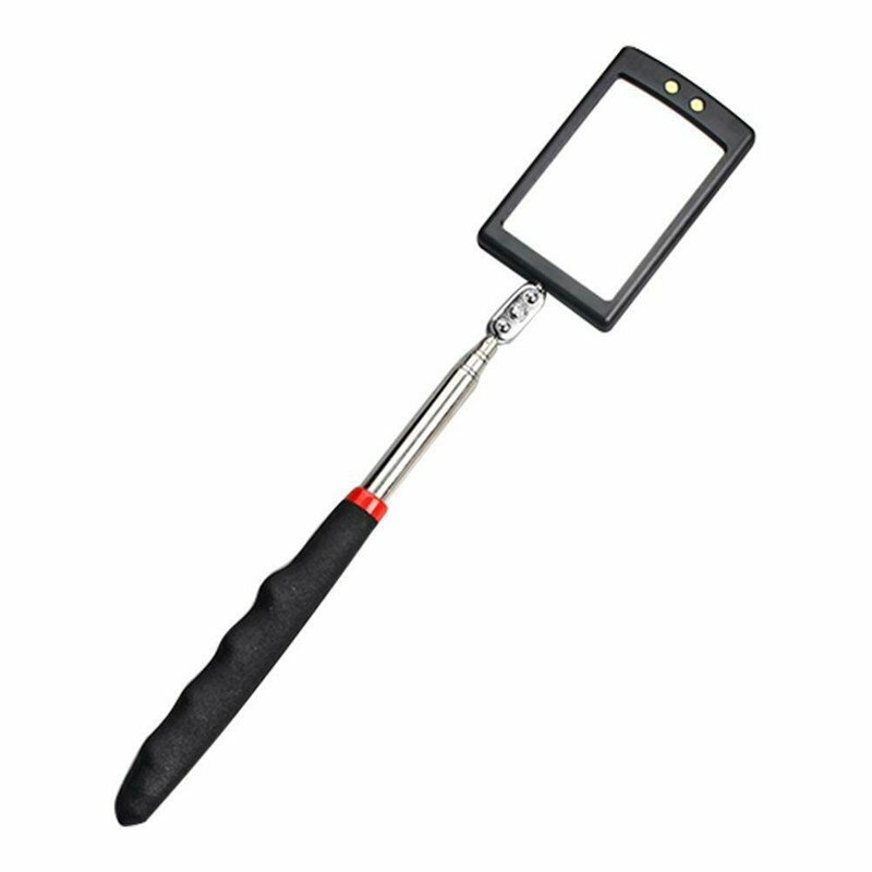 Lighted Inspection Mirror Telescoping Illuminate LED Swivel Light Extends Tool