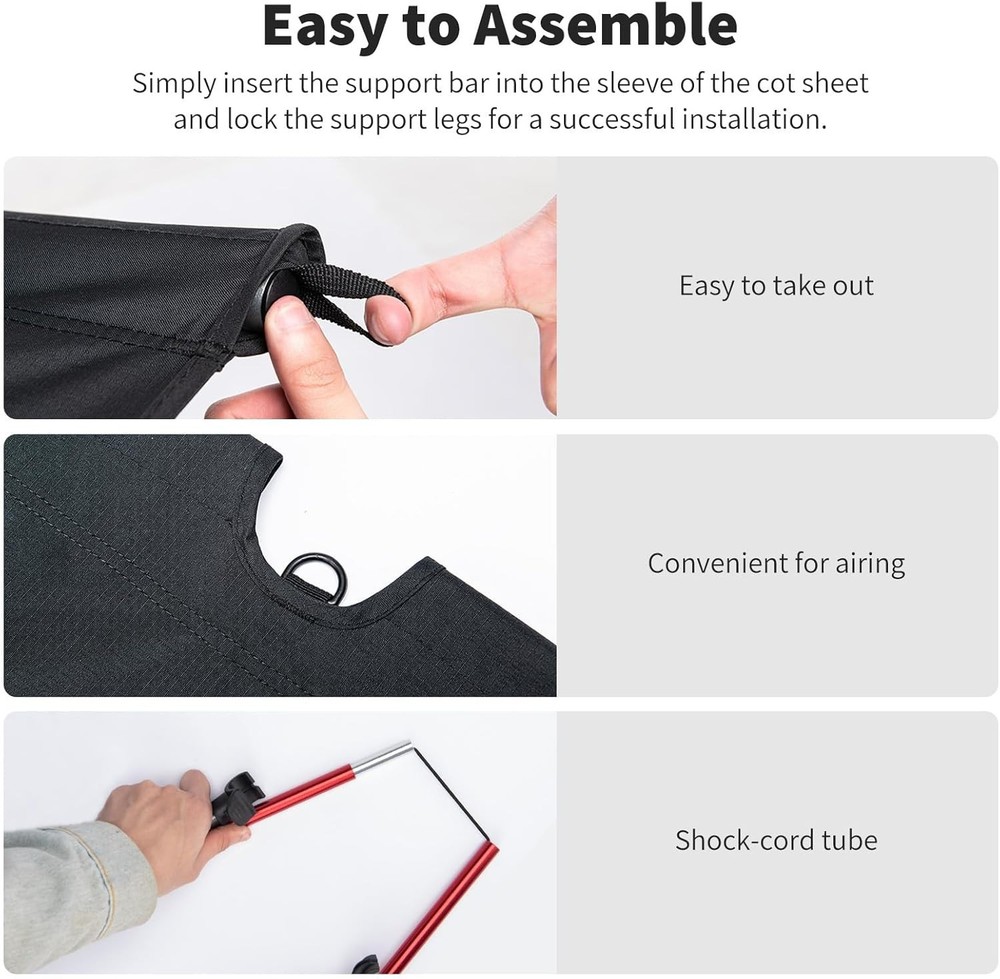 Ultralight Camping Cot, Easy to Assemble Folding Tent Cot, Compact & Protable