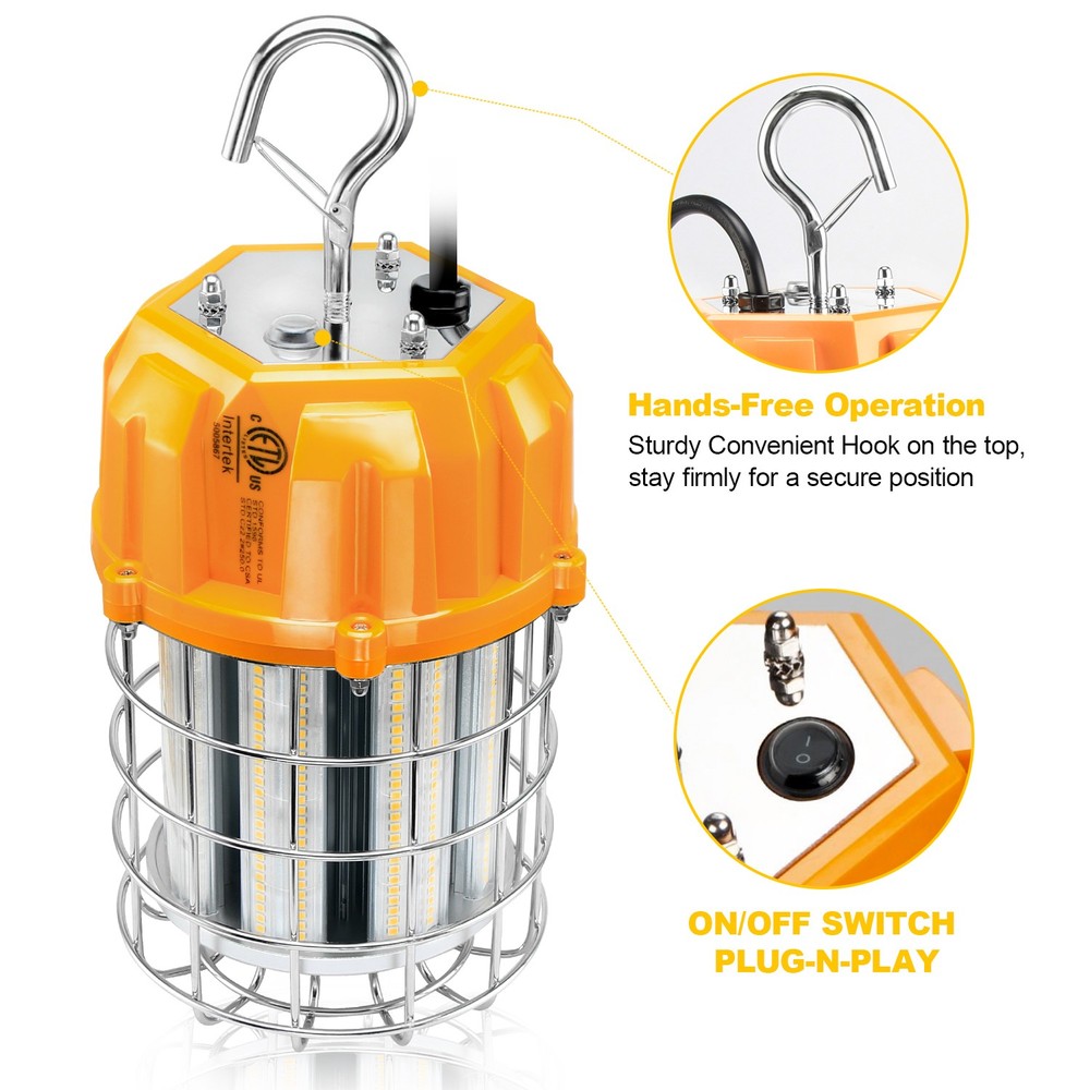 Construction Work Light 100W LED Temporary Hanging Job Site Work Lights 5000K US