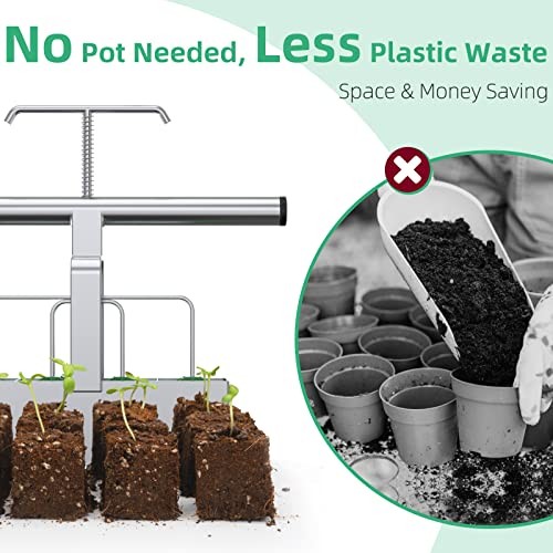 Soil Blocker with Comfortable Handle, 4 Cell Soil Block Maker 2 Inch Mold
