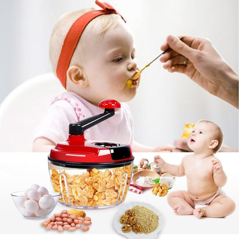 Multi-Functional Manual Food Processor,8 Cup Hand-Powered Crank Chopper,Mincer B