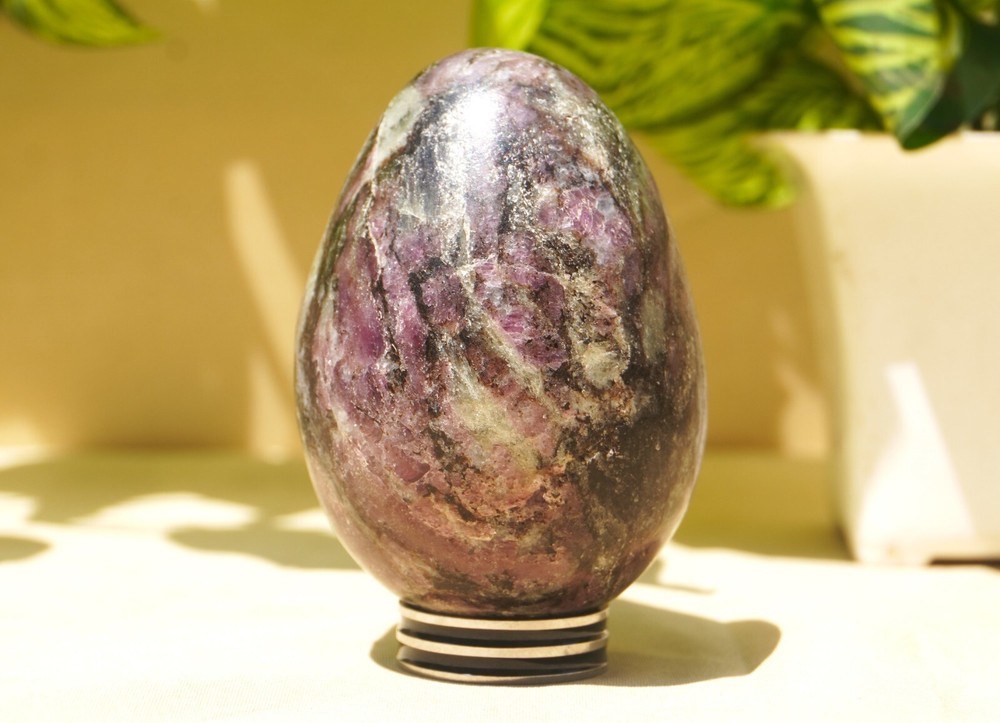 Large 65MM Pink Ruby Corundum In Matrix Stone Healing Mineral Metaphysical Egg