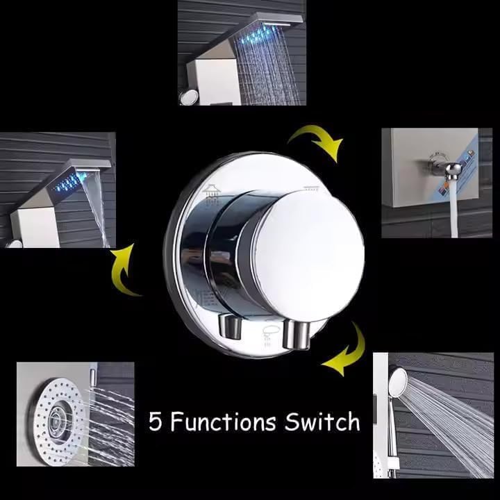 ZeeCry Luxury Shower Panel SS304 Hand Shower With LED Rainfall Waterfall