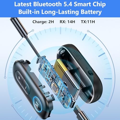 Bluetooth 5.4 Transmitter Receiver - 2-in-1 Bluetooth Wireless Audio Black