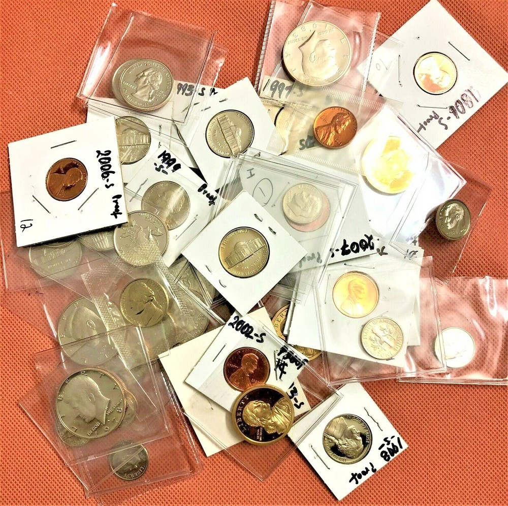 SET OF 50 PROOF COINS, INCLUDES ONE SILVER PROOF, READ DESCRIPTION FOR DETAILS