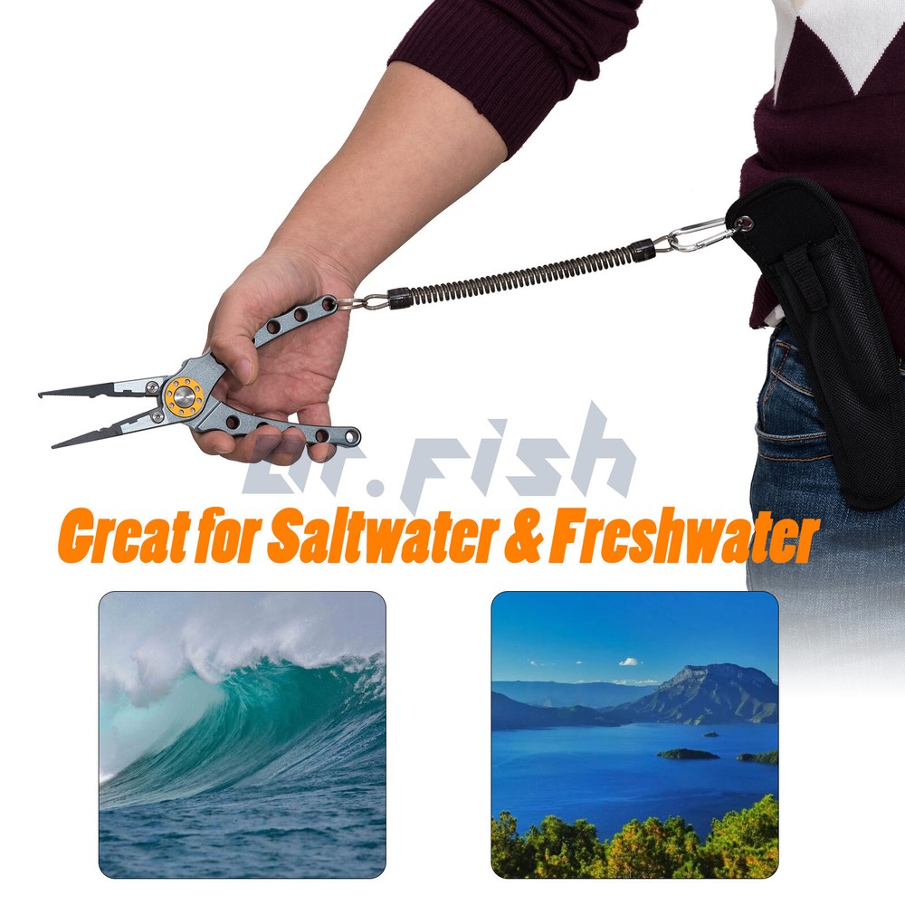 Fishing Split Ring Pliers Aluminum Hook Remover Braid Cutters Multitool