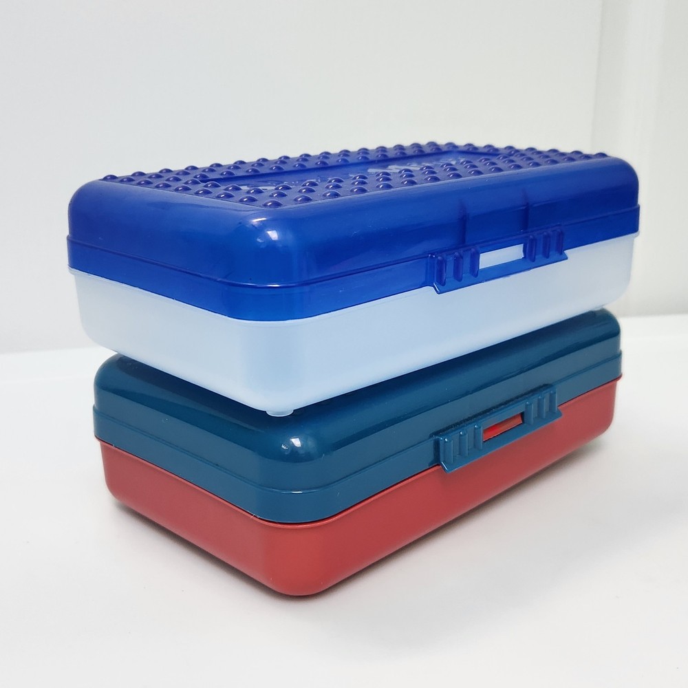 6 Vintage Spacemaker Pencil Box Lot Newell Eldon Blue Purple Storage Container