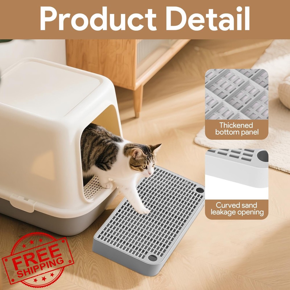 Cat Ramp Litter Box Step Grey Silicone Low Entry Filter Function Mat