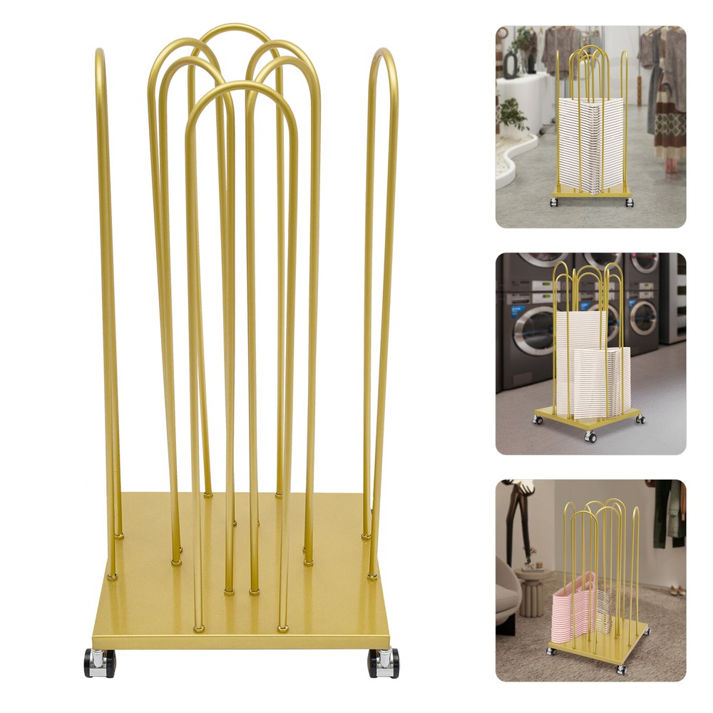 4-in-1 Gold Hanger Organizer Stacker with Wheels for Easy Storage