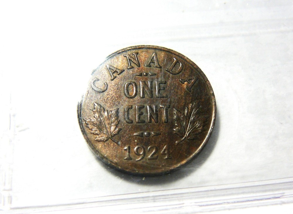 1924 1c ICCS MS-60 Trace Red Canada Cent