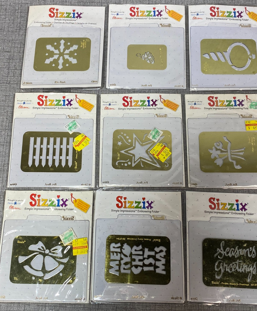 NEW Sizzix Red Simple Impressions Storage Case Various Embossing 37pc Lot