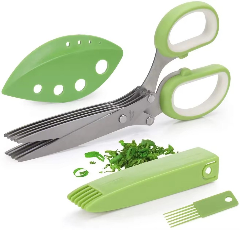 Multi-Purpose 5-Blade Kitchen Scissors –Kitchen & Craft Use with Cleaning Comb