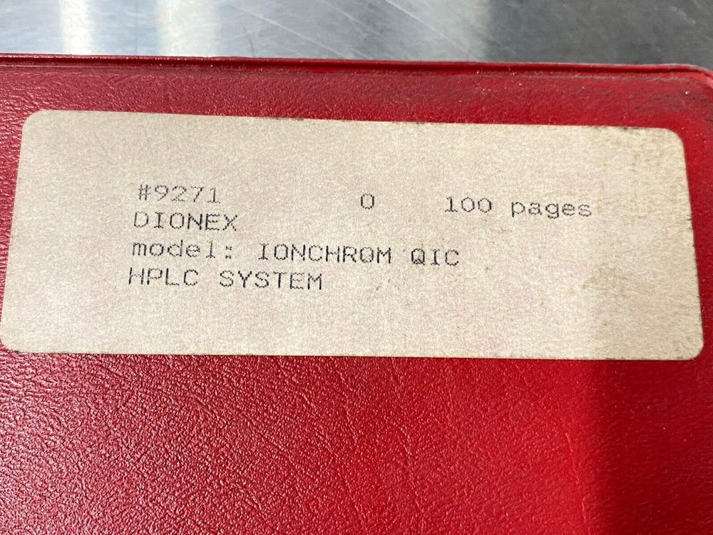 Dionex QIC Ionchrom Analyzer - Users Guide / Instruction Book / Manual