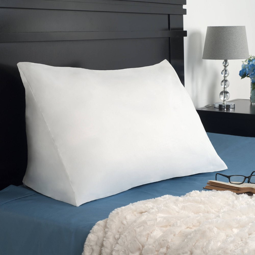 Polyester Wedge Pillow Bed Removable Washable Cover Neck & Back Support Reading