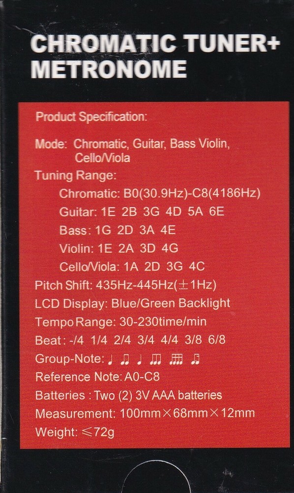 Cecilio Model 92-D Chromatic Tuner + Metronome