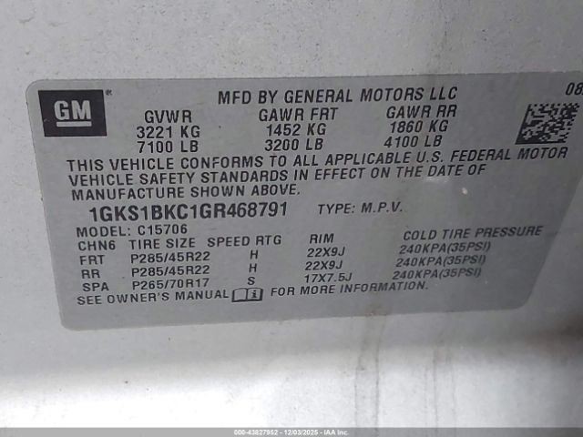 DISPLAY W/CONTROL PANEL OEM 2016 GMC YUKON 1YR WRNTY