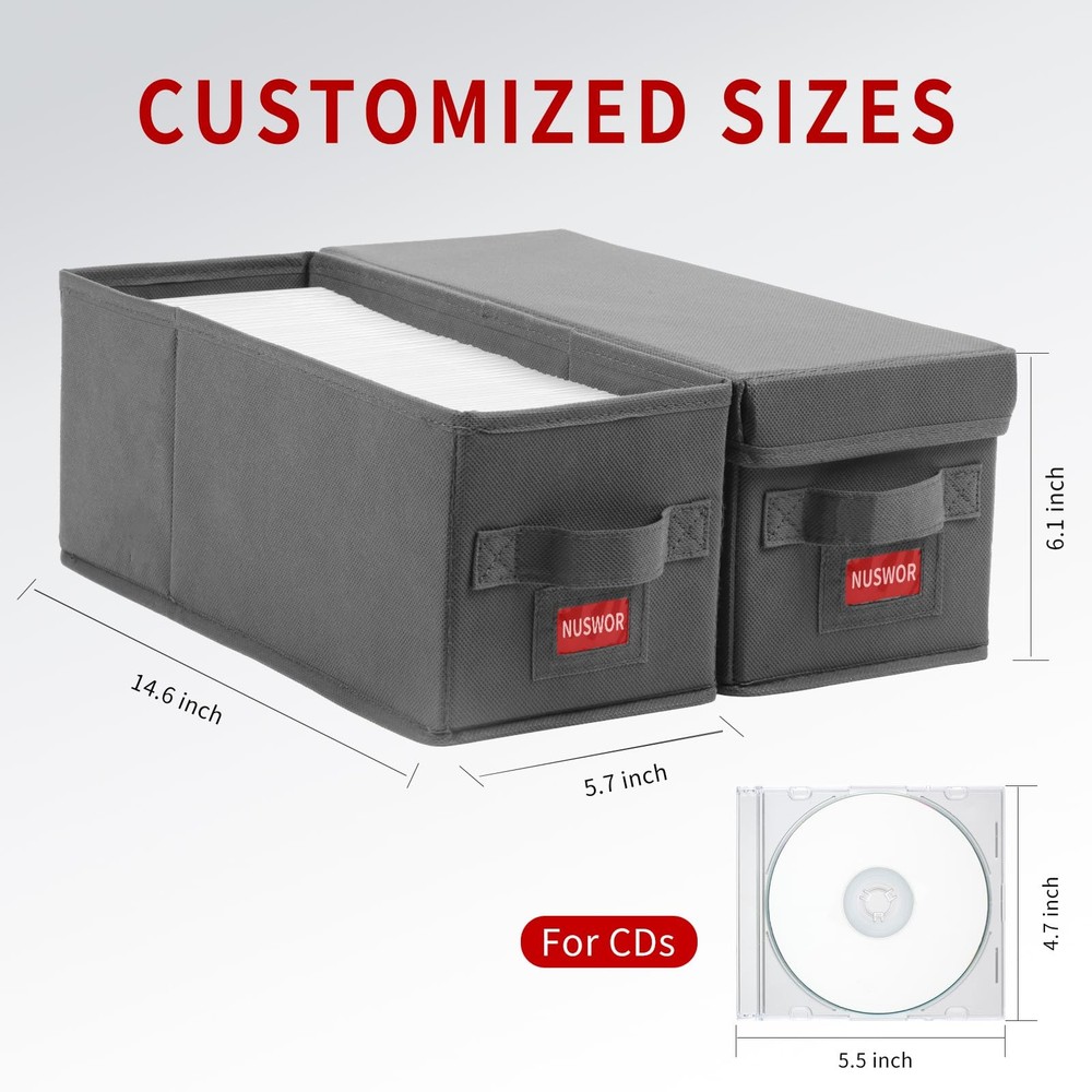 Stackable CD Storage Box Holds 140 Cases | 4-Pack Organizer with Lid