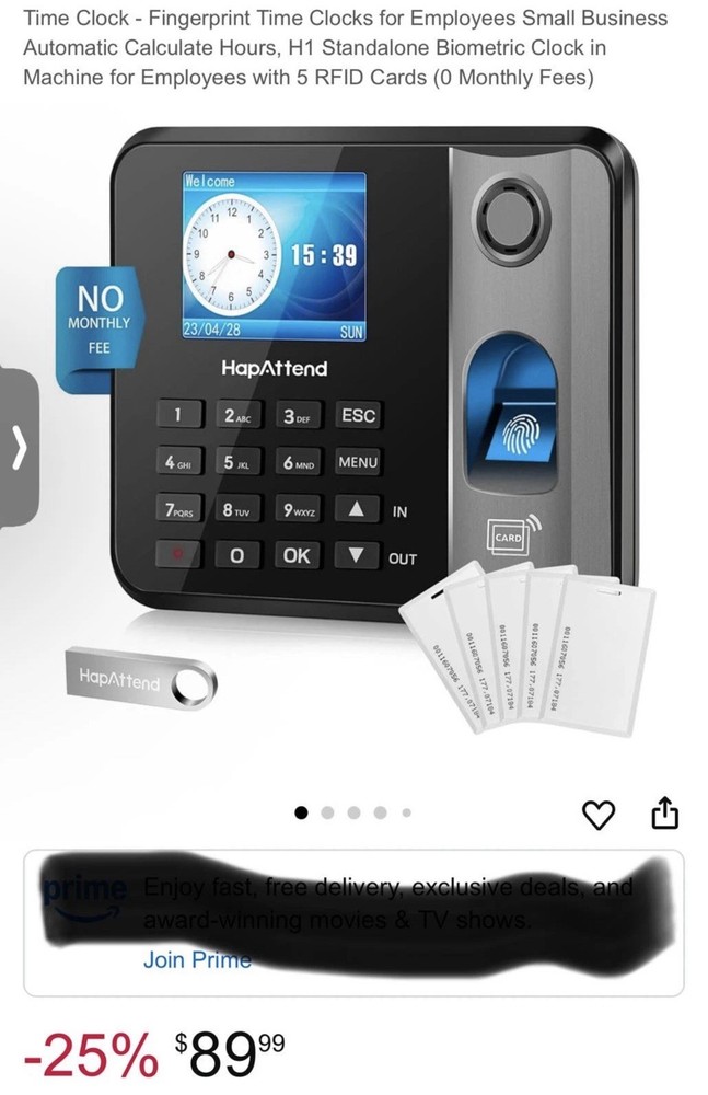 HapAttend Fingerprint Time Attendance Access Control System