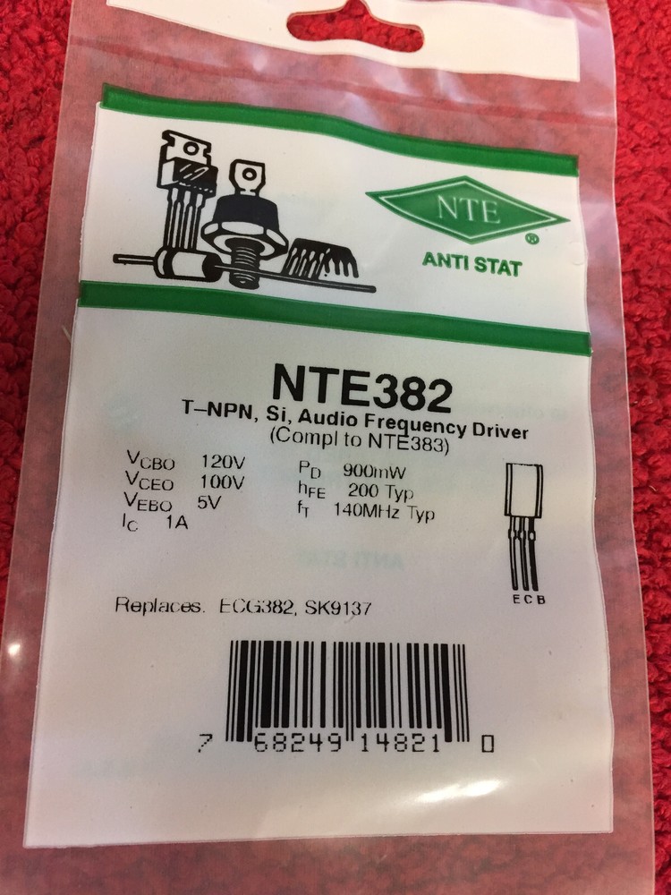 NTE382 T NPN SI, AUDIO FREQUENCY DRIVER