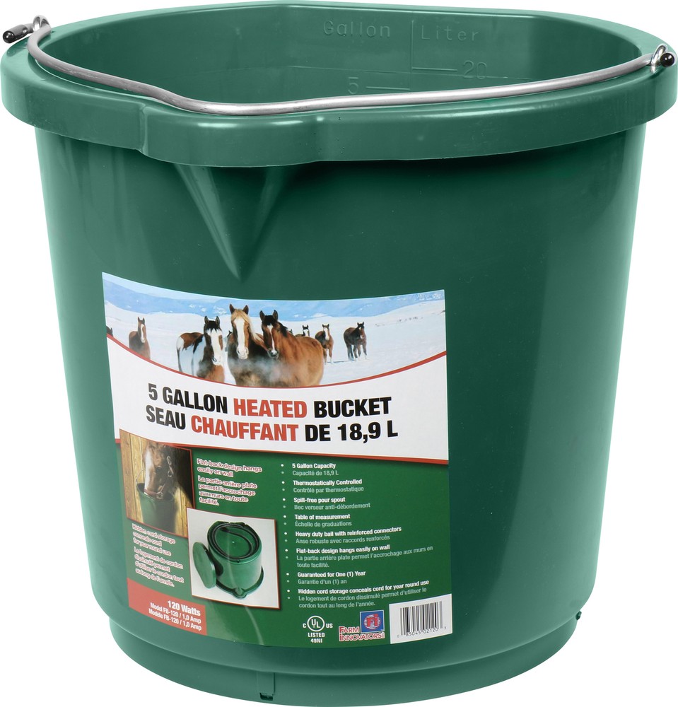 Flat Back Heated Bucket 5 Gallon 120 Watt