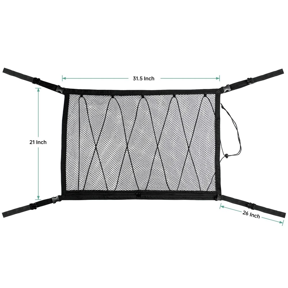 Kaskawise Car Ceiling Cargo Net, 31"x21" Adjustable Double-Layer Mesh SUV Roo...