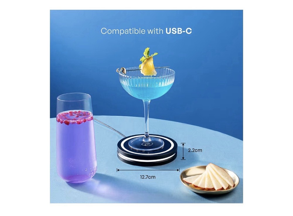Smart Coaster 2.0 (Black) – Portable Cocktail Maker & Matte Black
