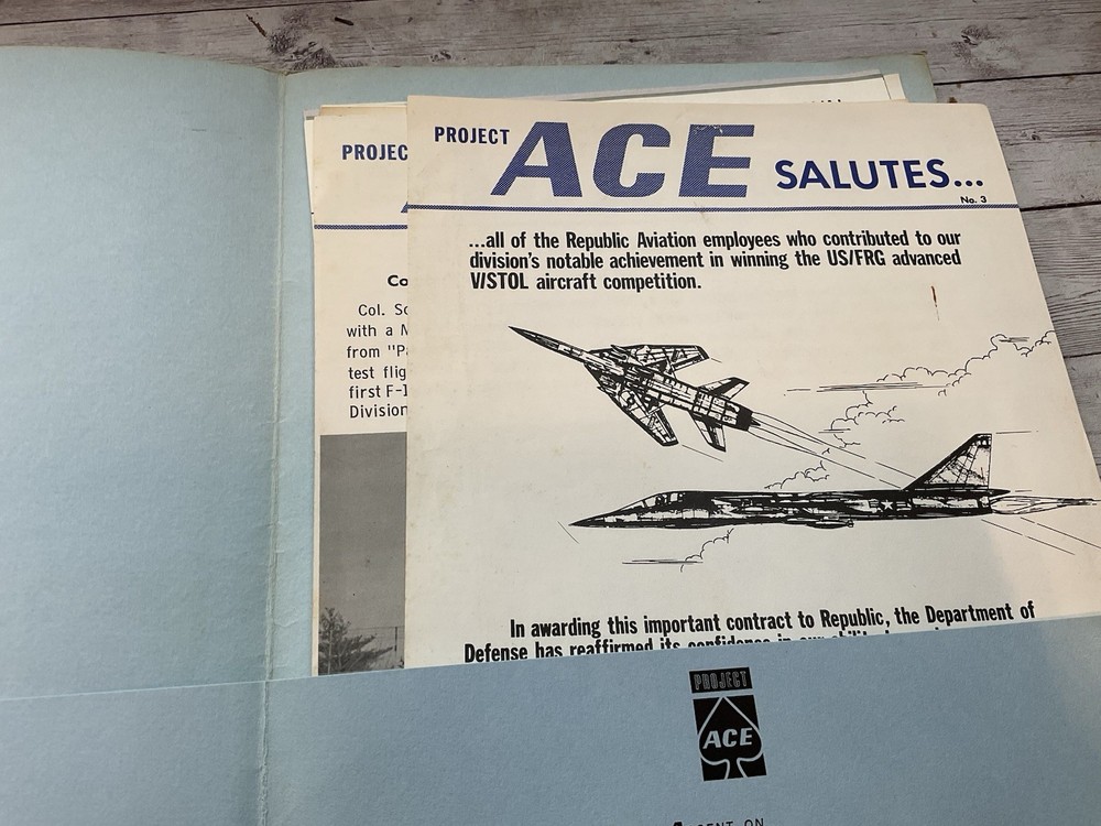 ORIGINAL REPUBLIC AVIATION VINTAGE PROJECT ACE FOLDER / GUIDE BOOK