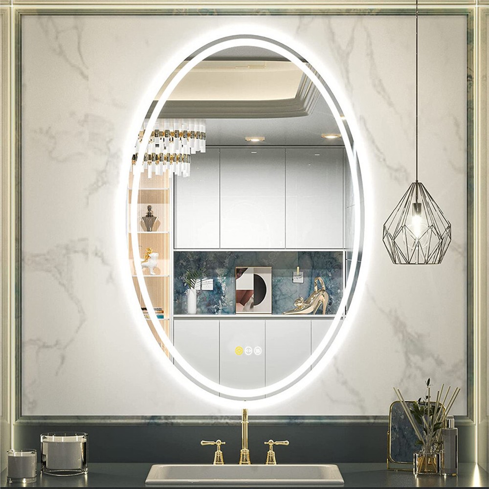 Oval Led Backlit Illuminated Bathroom Mirror IP65 Antifog Makeup Vanity Mirror