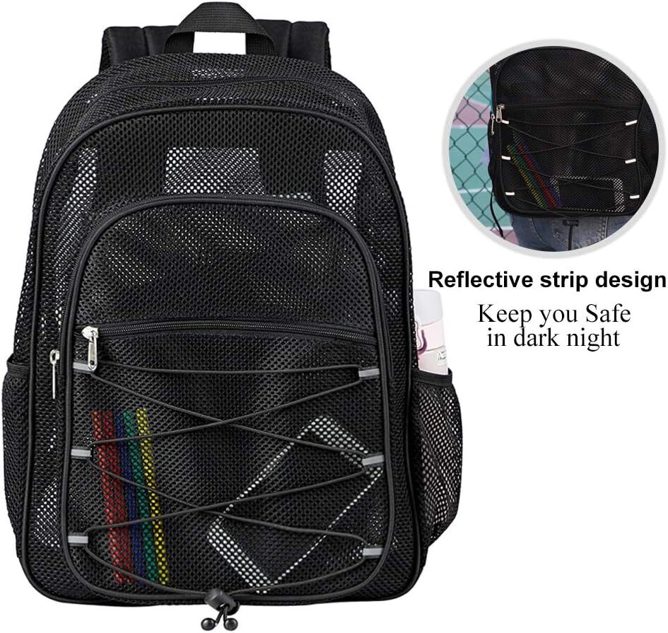 COVAX Heavy Duty Mesh Backpack, See Through College Black