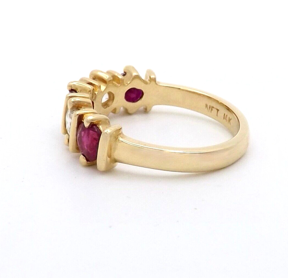 14k Gold Natural Diamond Ruby Wedding Anniversary Band Ring Setting sz5