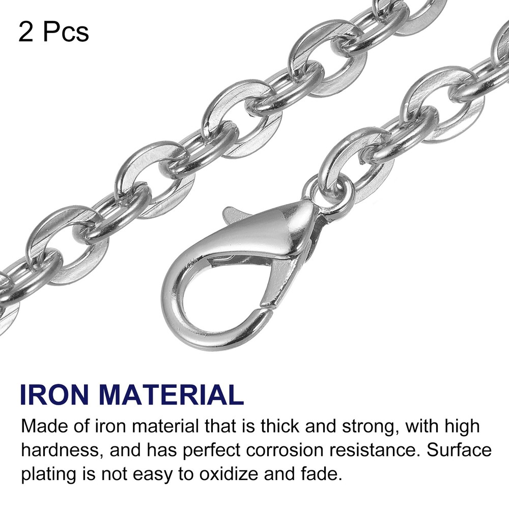 43"x0.22" Purse Chain Strap, 2Pcs Purse Handle Shoulder Replacement Strap Silver