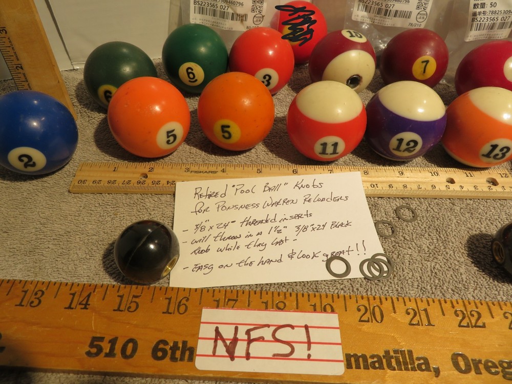 Ponsness Warren Reloading Press Pool Ball Knobs! Price/each Great Look & Feel!