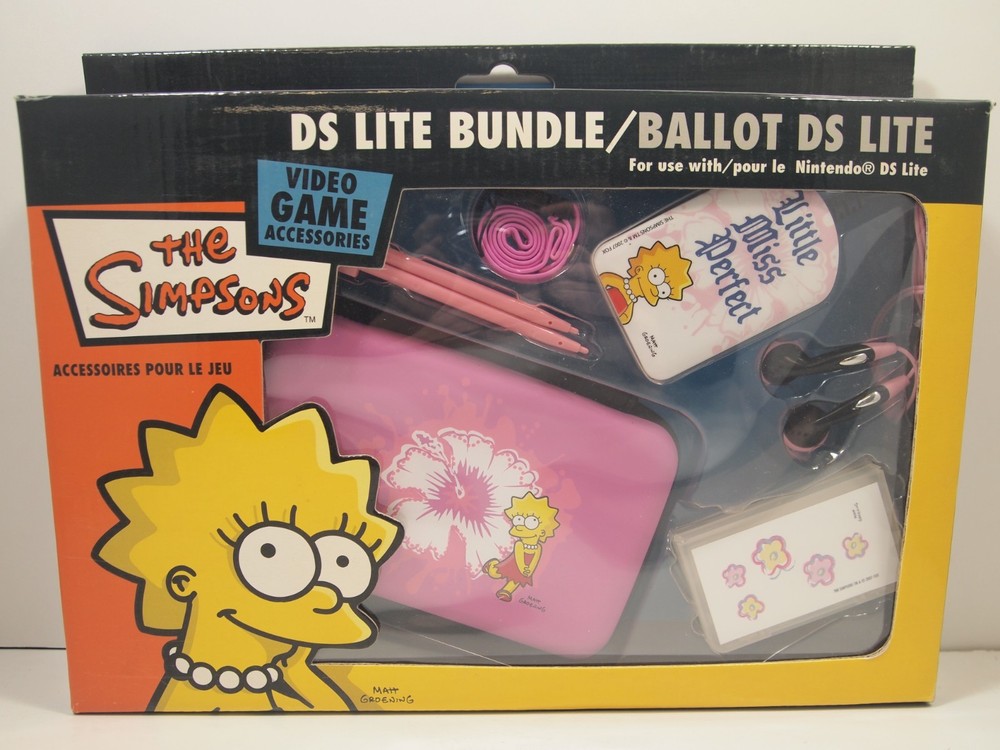 Lisa Simpson DS Lite Bundle Nintendo Solutions2go Case/Stylus/Earbuds/Strap