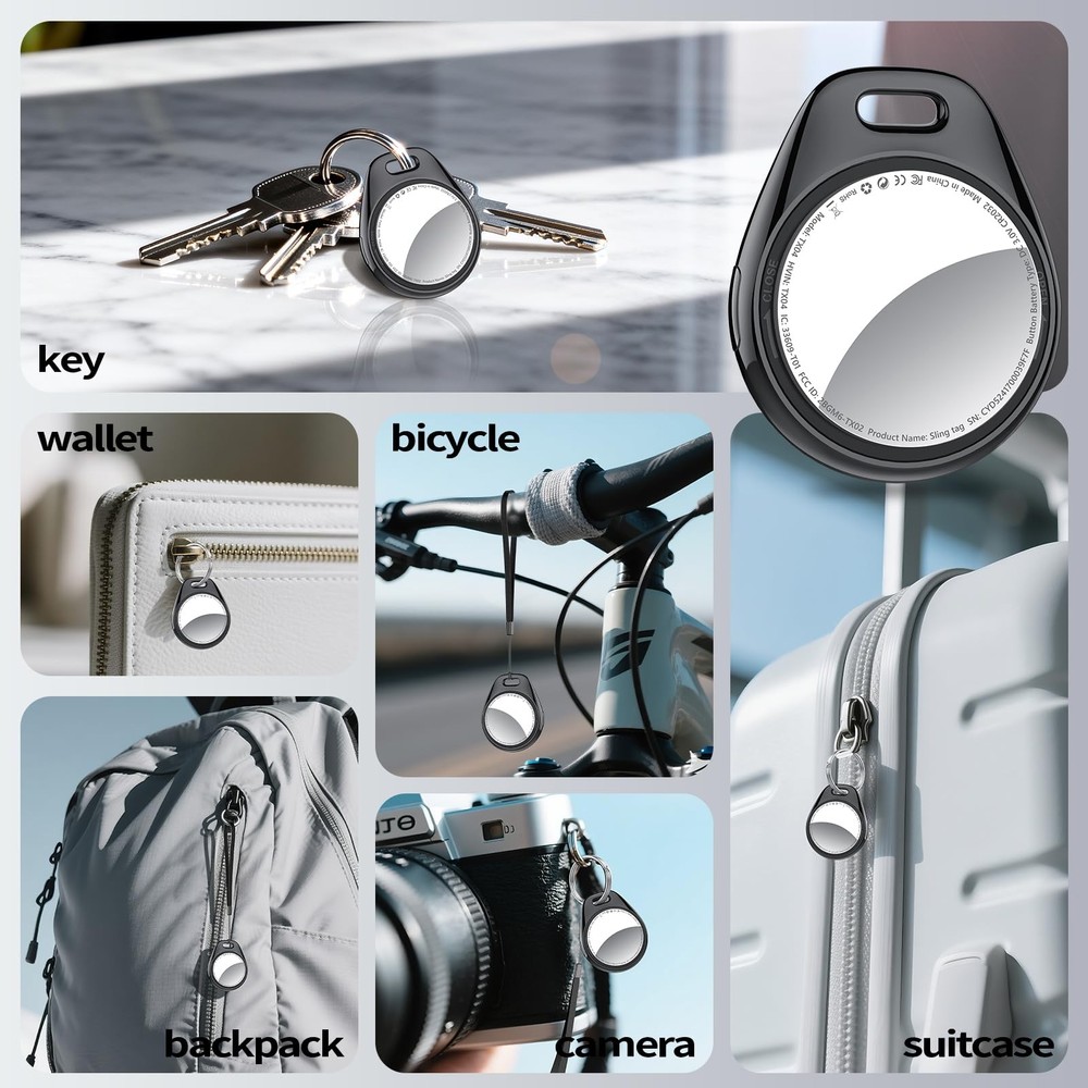 [iOS Only] Air Tracker Tags 4 Pack Black, [Apple MFi Certified] Bluetooth Key...