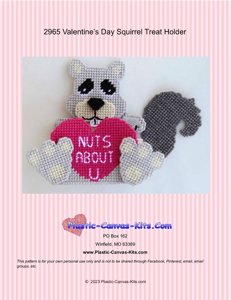 Valentine's Day Squirrel Treat Holder-Plastic Canvas Pattern or Kit