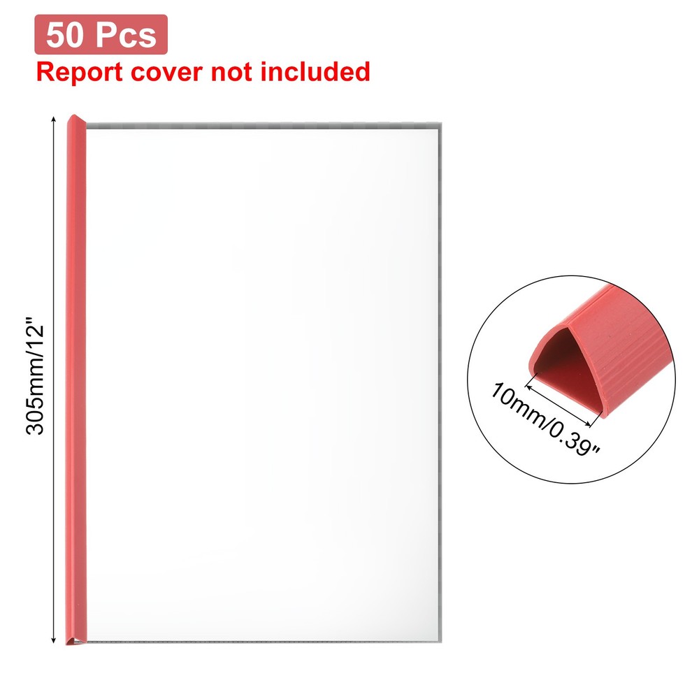 50Pcs Binding Bars, 10mm Binding Bars Slide Grip, Red