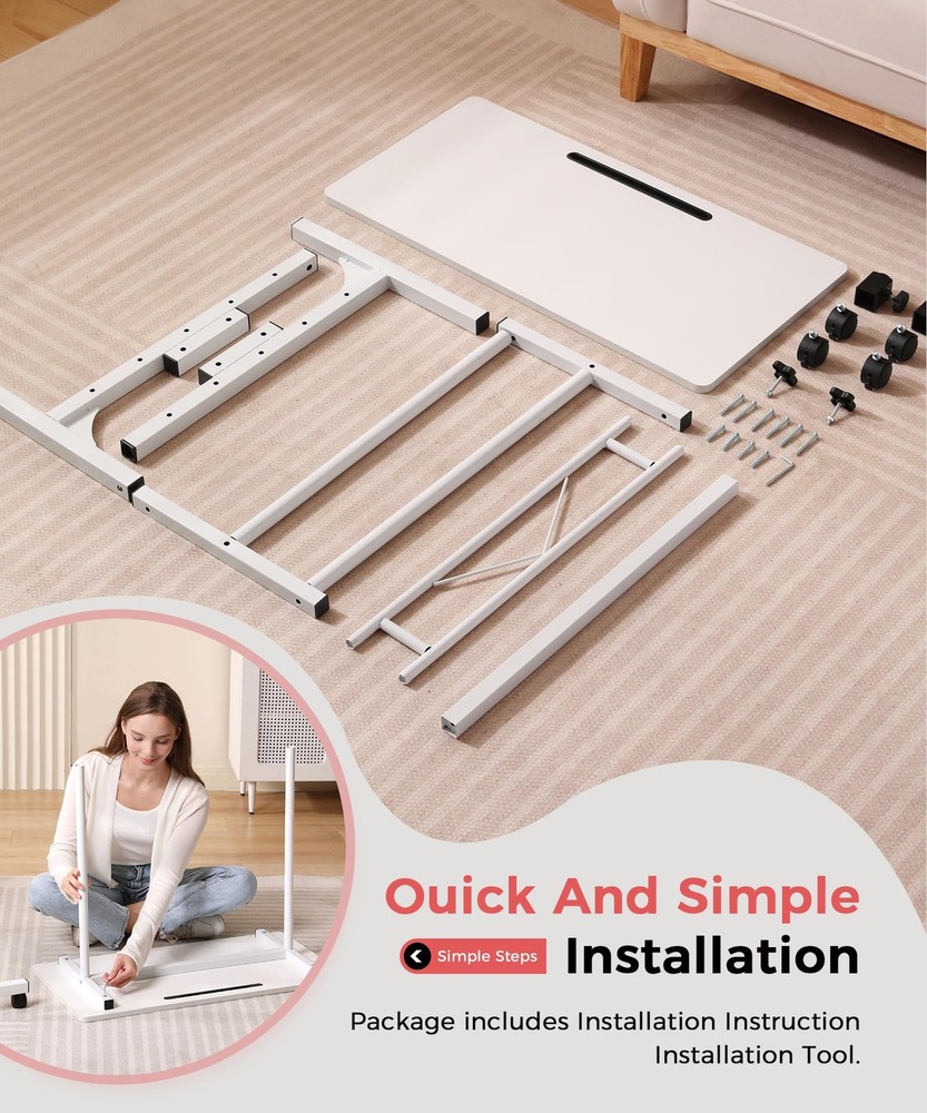Standing Desk Adjustable Height, Mobile Stand Up Desk with Wheels Small Compu...