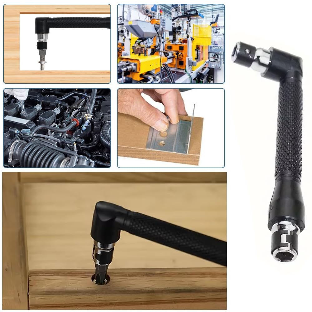 2 Pack 1/4" Bit Driver Handle 90 Degree L-Shaped Right Angle Stubby Wrench Sc...