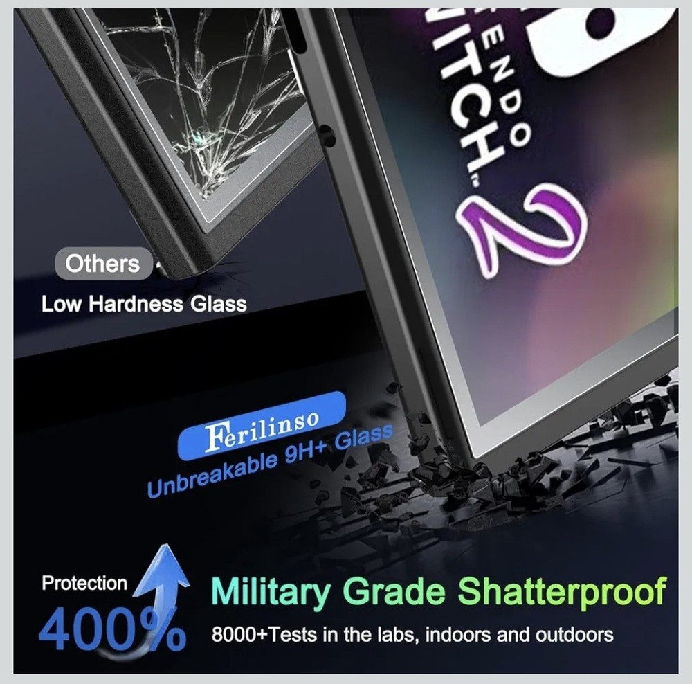 Ferilinso 4 Pack Screen Protector Nintendo Switch 2 2025 Tempered Glass